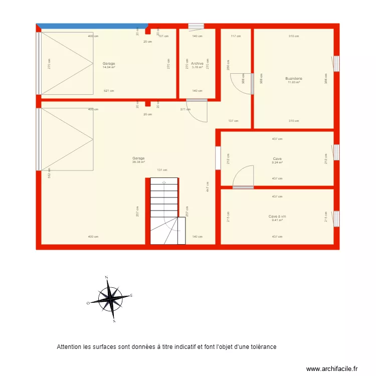 BI 3460 sous sol c&ocirc;t&eacute;. Plan de 