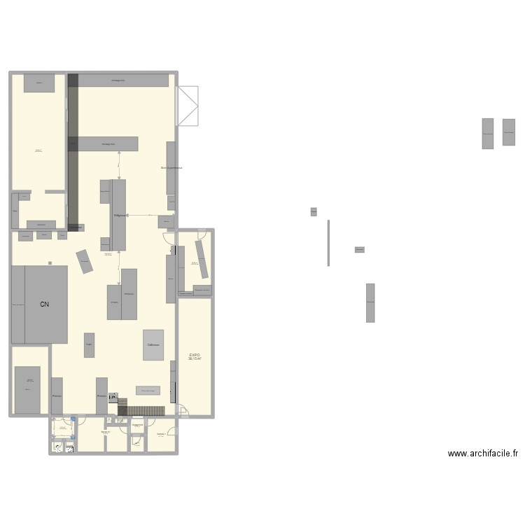 atelier v2. Plan de 14 pièces et 627 m2