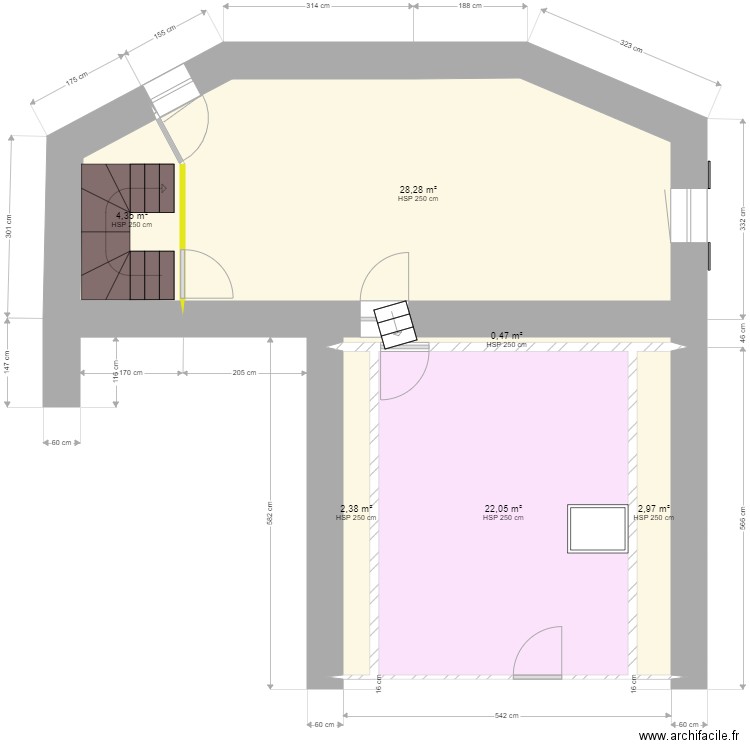 MarSylEtage4Base. Plan de 6 pièces et 61 m2