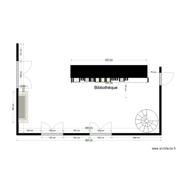 Bibliothèque. Plan de 0 pièce et 0 m2