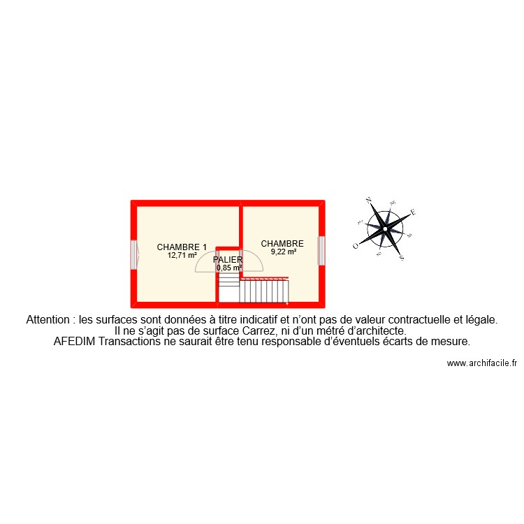 BI 7768 ETAGE. Plan de 4 pièces et 25 m2