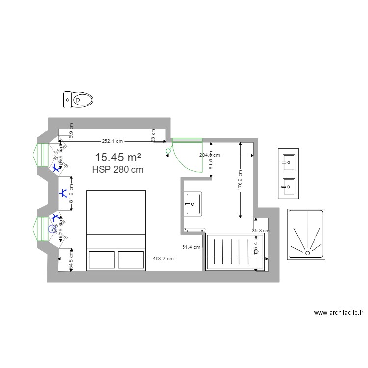 DR BELEFONT. Plan de 1 pièce et 15 m2