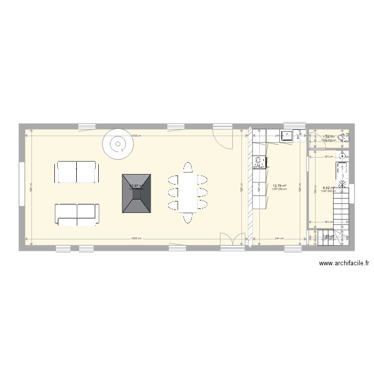 la colombière RDC. Plan de 5 pièces et 75 m2