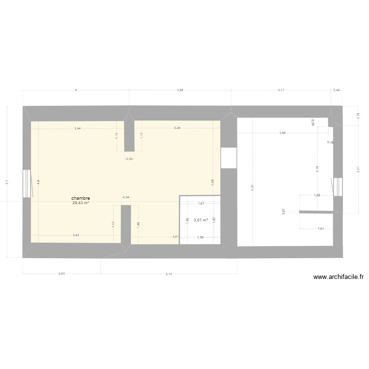 &eacute;tage. Plan de 0 pièce et 0 m2