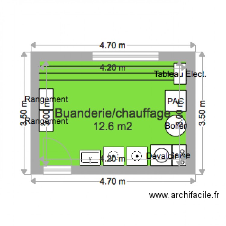 Buanderie. Plan de 0 pièce et 0 m2