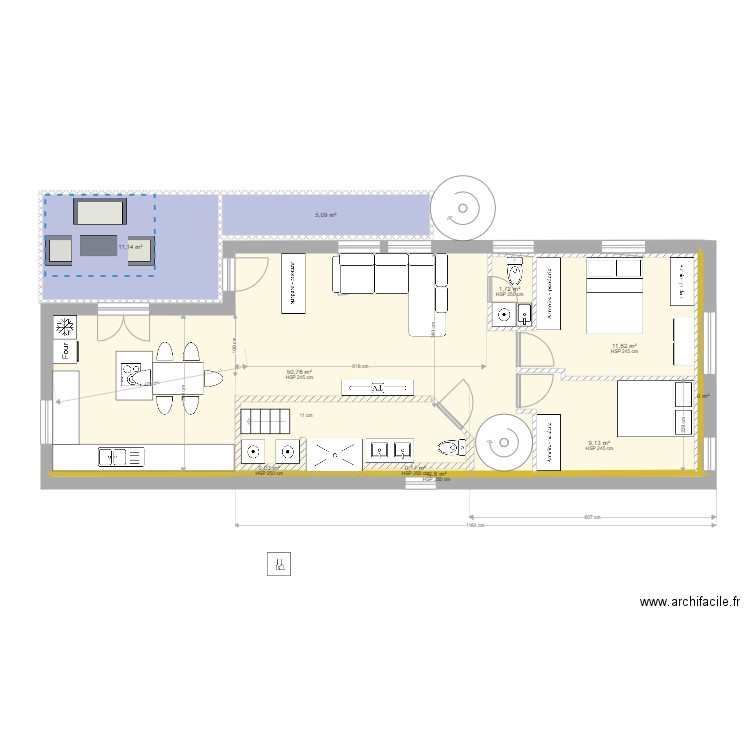 plan maison étage sans ilot 2. Plan de 16 pièces et 126 m2