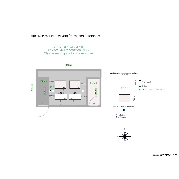 mur vanités 2 avec dimensions. Plan de 0 pièce et 0 m2