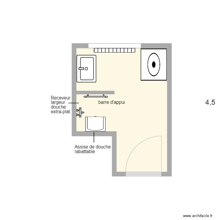 Tortiller sdb projet. Plan de 0 pièce et 0 m2