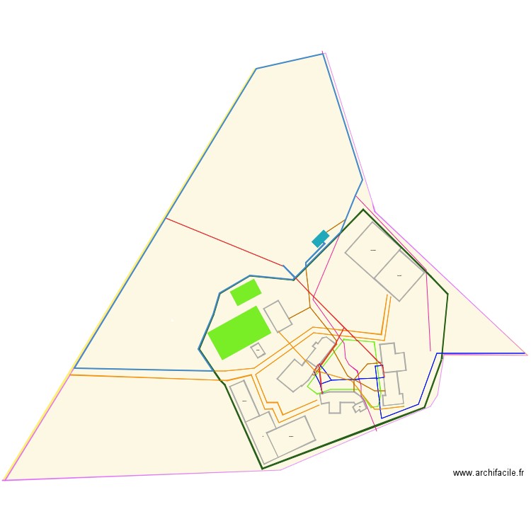 Plan de masse global 2 Couronné. Plan de 0 pièce et 0 m2