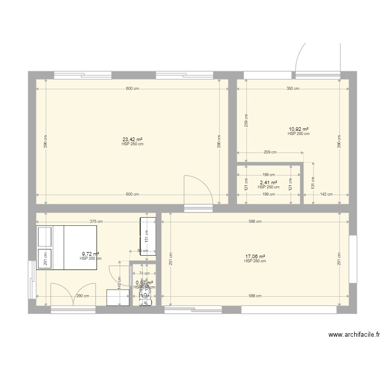 pavillon atelier version 2. Plan de 6 pièces et 65 m2