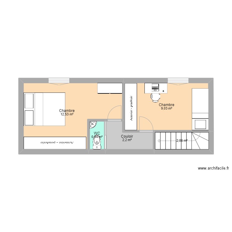 10_F3_R+1. Plan de 5 pièces et 27 m2