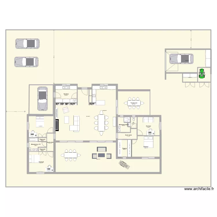 maison plain pied. Plan de 