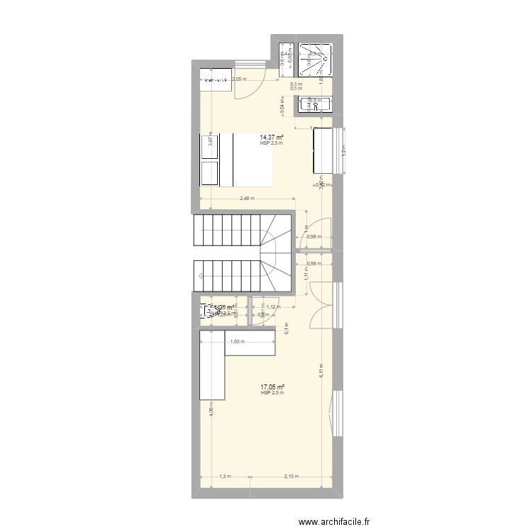 APPARTEMENT RDC ABBAYE. Plan de 3 pièces et 32 m2