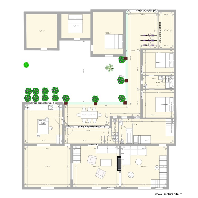 Noirmout v7. Plan de 13 pièces et 238 m2