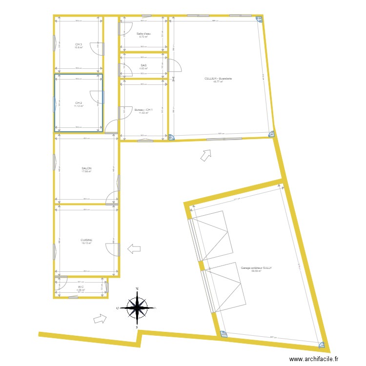 Maison Sully. Plan de 10 pièces et 194 m2