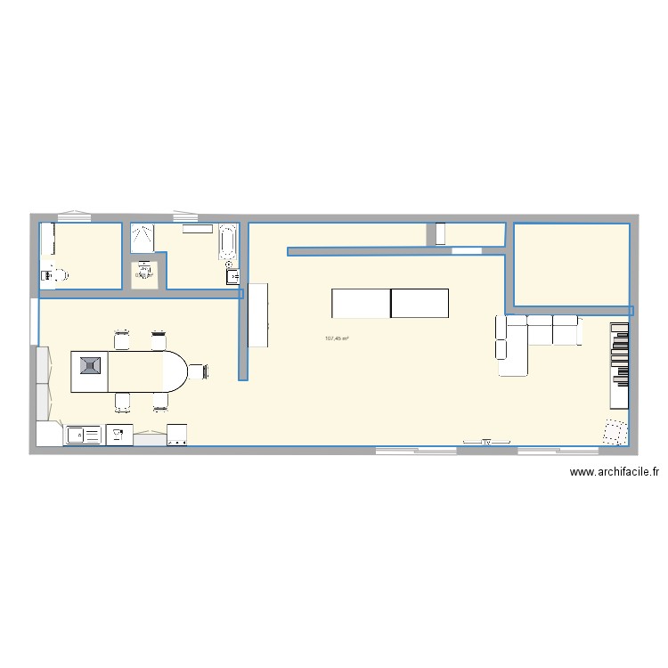 Maison . Plan de 2 pièces et 108 m2