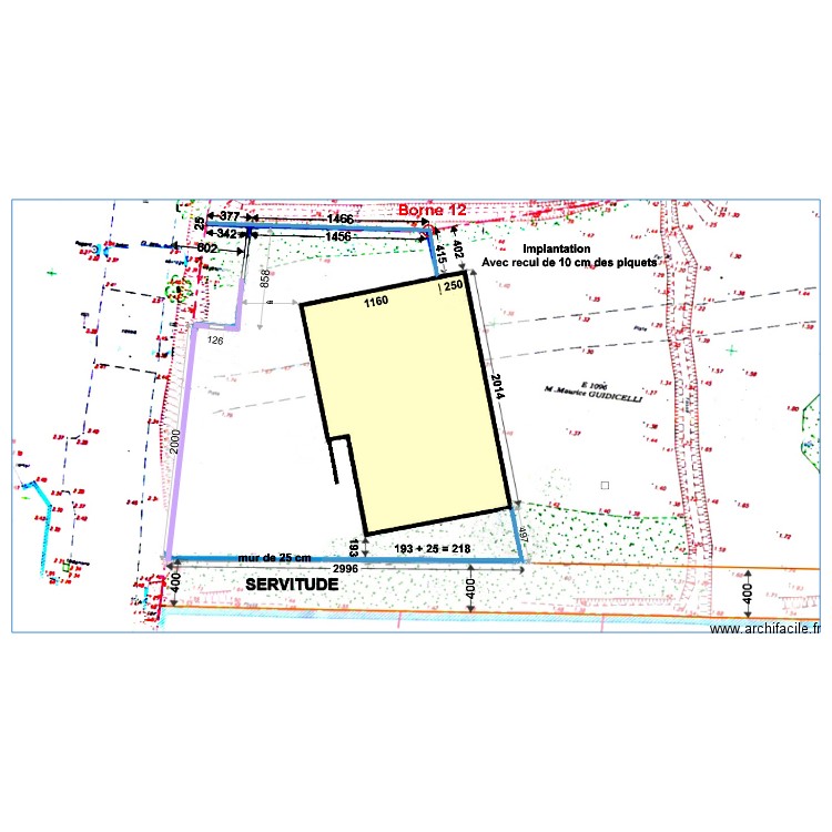 muret etroit. Plan de 0 pièce et 0 m2