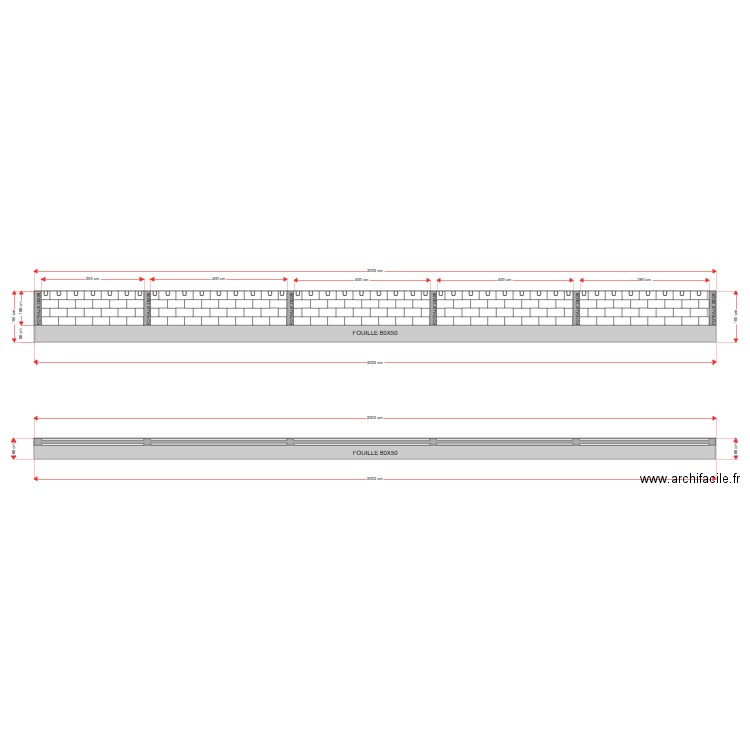 MUR SOUTIEN. Plan de 3 pièces et 41 m2