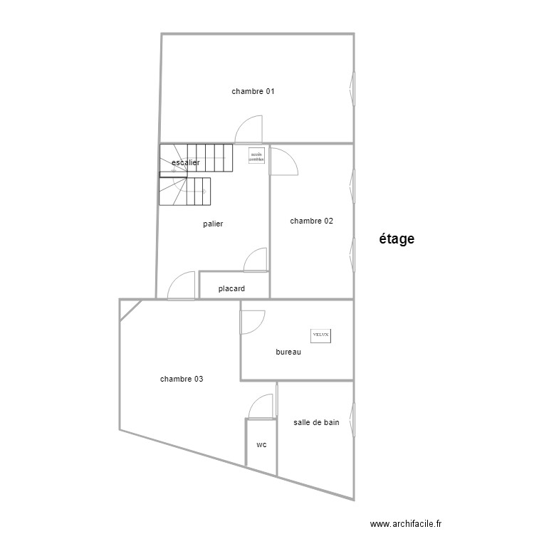 devaud étage am. Plan de 8 pièces et 76 m2