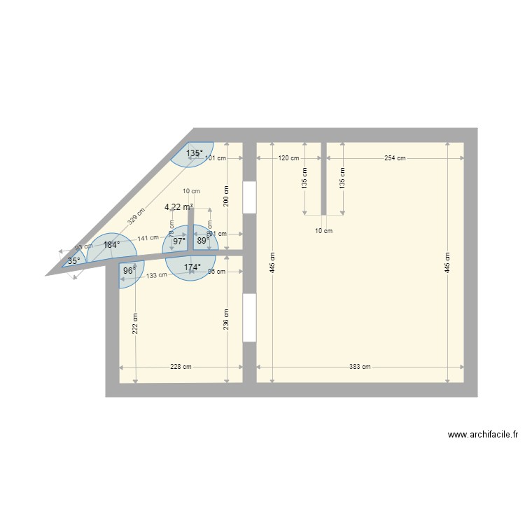 14 Sidi Brahim ex loge. Plan de 3 pièces et 26 m2