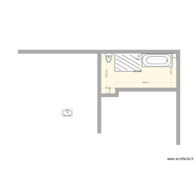 sdb. Plan de 0 pièce et 0 m2