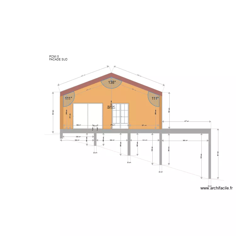 FACADE SUD. Plan de 