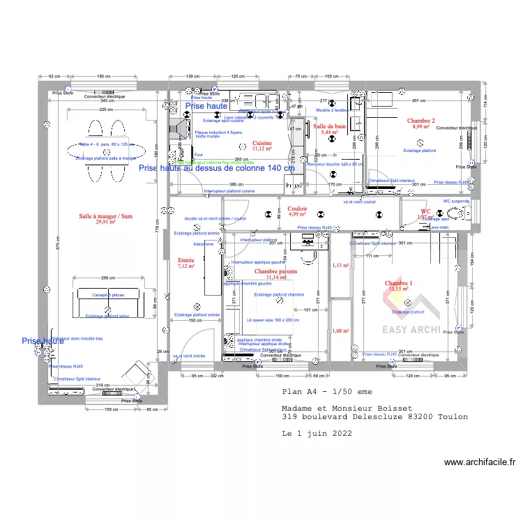 Projet Boisset. Plan de 