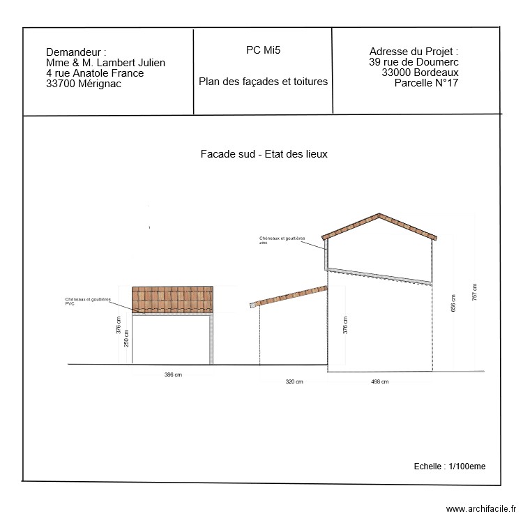 PC - Facade sud existant v2. Plan de 0 pièce et 0 m2