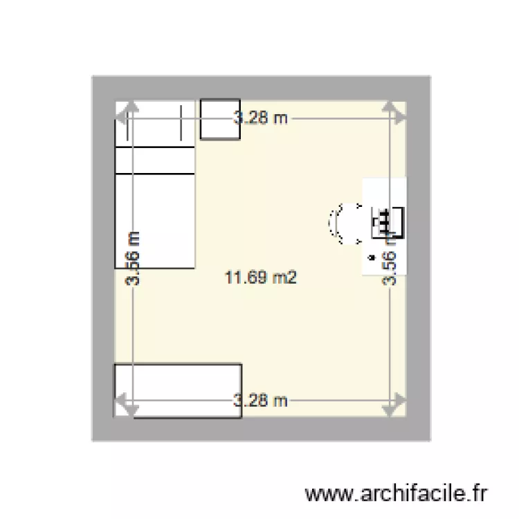 chambre minium enfant. Plan de 