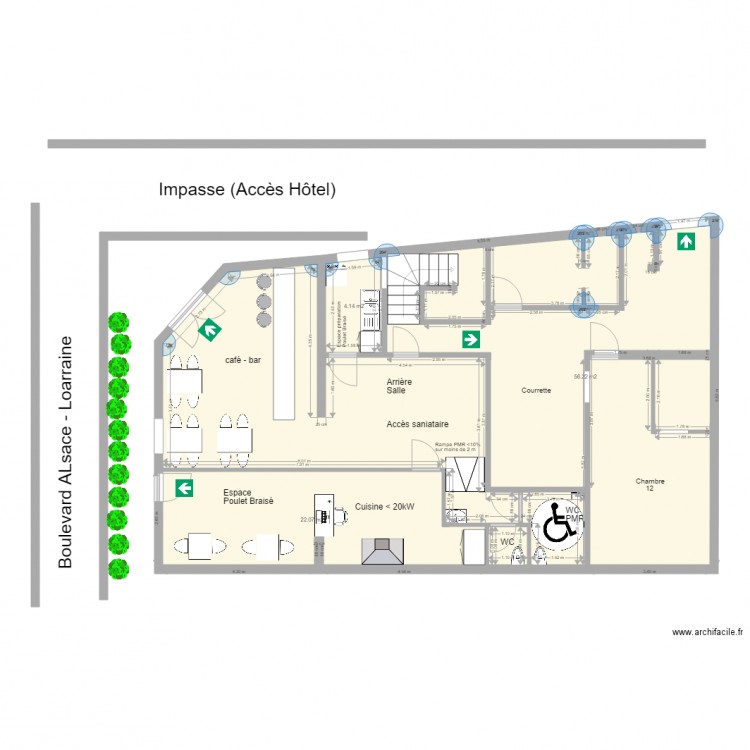 PLAN PROJET Reamenagement du restaurant de l Hotel LE GRILLARDIN BV Alsace Laorraine LE PERREUX SUR MARNE. Plan de 0 pièce et 0 m2