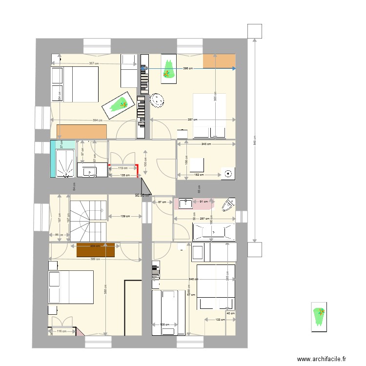 1er étage chambres sud 2. Plan de 0 pièce et 0 m2