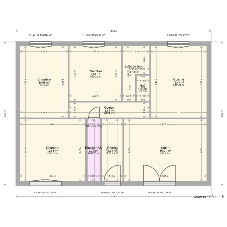 Marsouin. Plan de 10 pièces et 75 m2