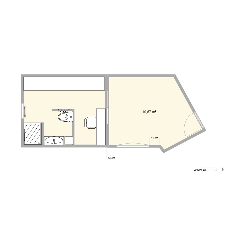 travaux bertrand ura 3. Plan de 2 pièces et 21 m2