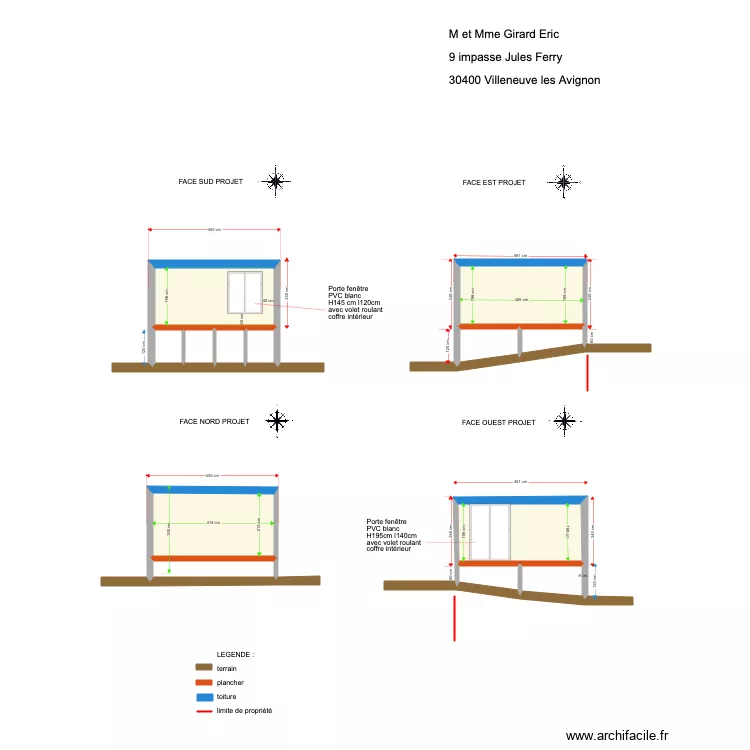 Plan de fa&ccedil;ade et toiture modif DP4. Plan de 