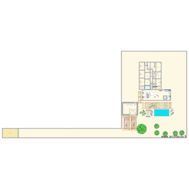 Maison avec cloison 2m35 cuisine à droite plan Riere. Plan de 25 pièces et 1481 m2