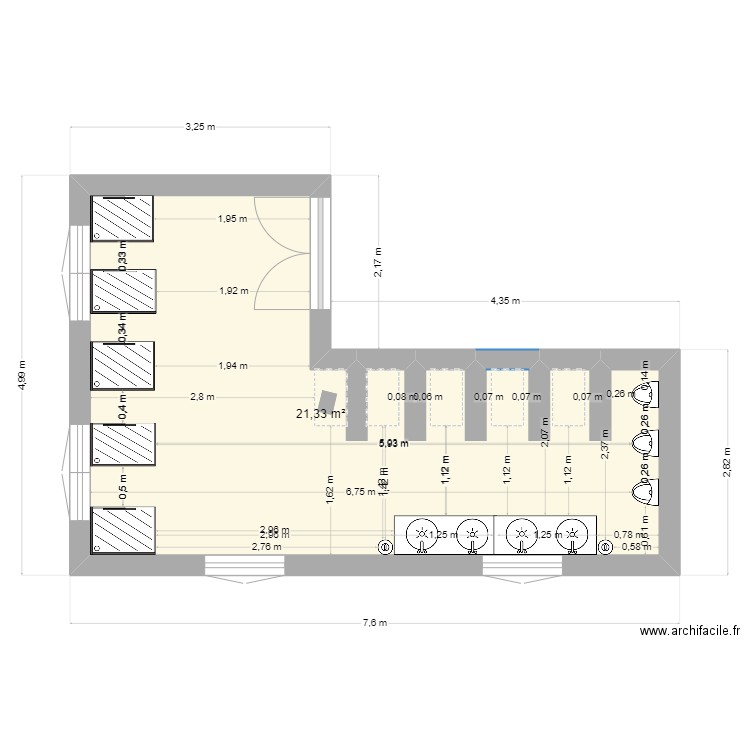 travaus disegn . Plan de 1 pièce et 21 m2