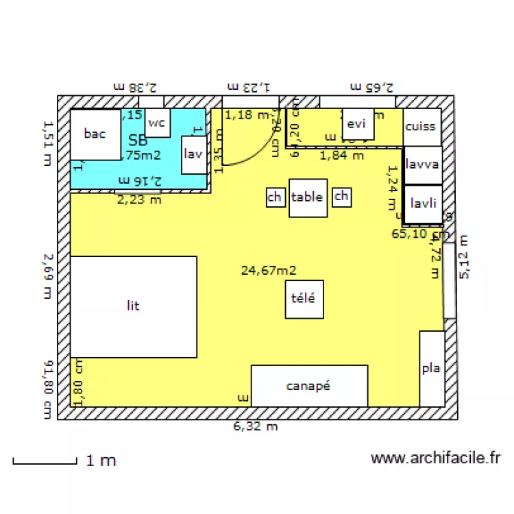 studio 3. Plan de 