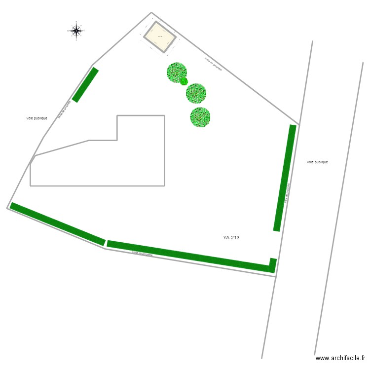 plan de masse 2. Plan de 1 pièce et 10 m2