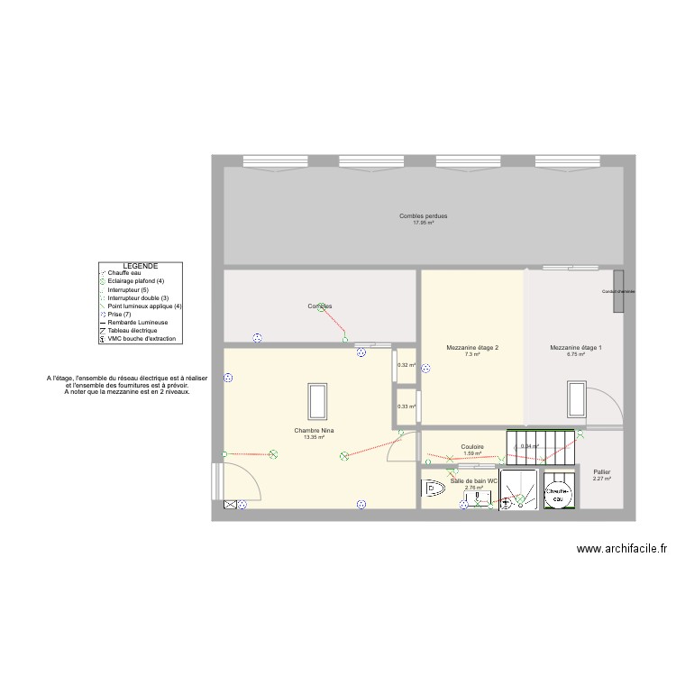 Plan elec 1er étage. Plan de 0 pièce et 0 m2