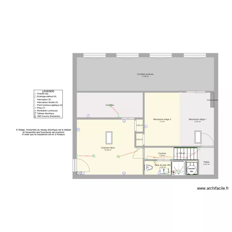Plan elec 1er &eacute;tage. Plan de 