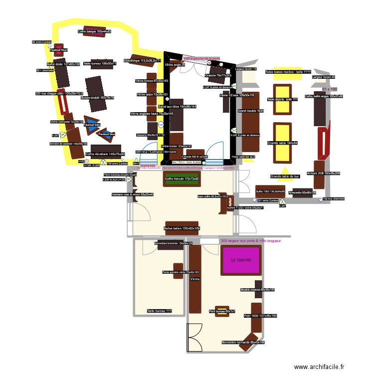 Room1. Plan de 42 pièces et 95 m2