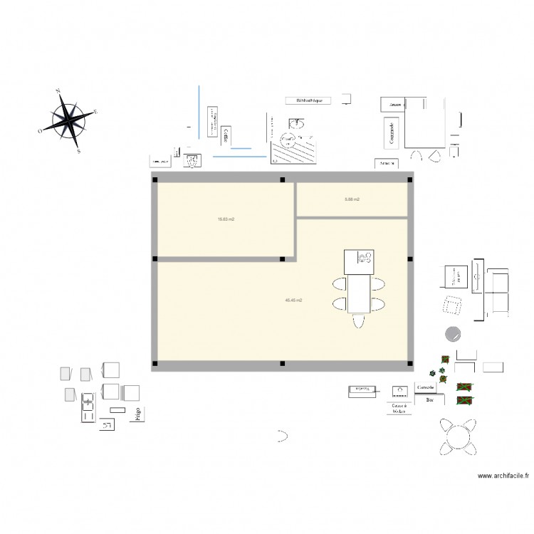 PG appart plain pied test. Plan de 3 pièces et 67 m2