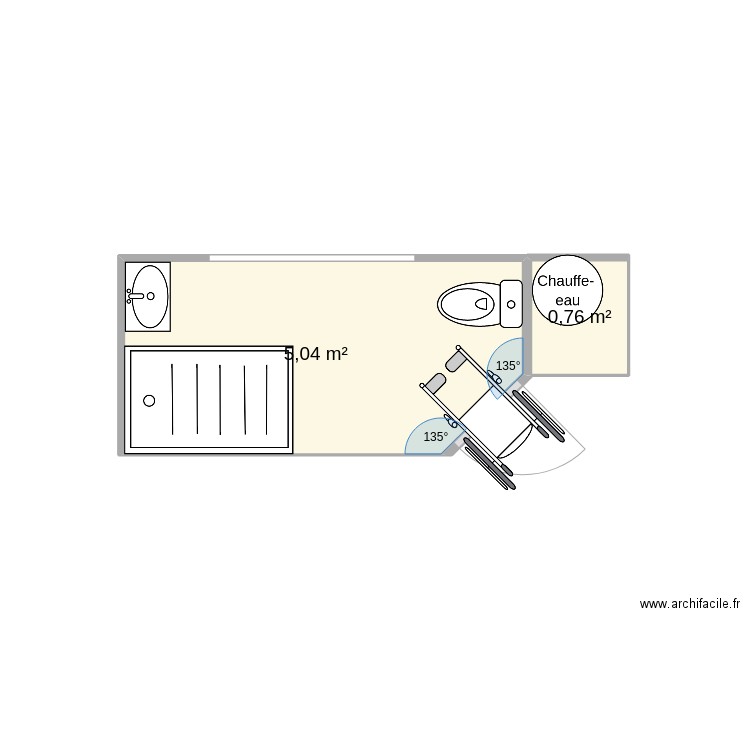 salle_bains_JM. Plan de 2 pièces et 6 m2