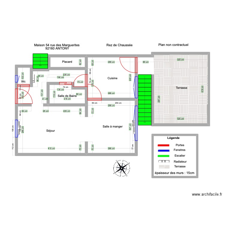 Blino Avec mesure RDC. Plan de 4 pièces et 16 m2