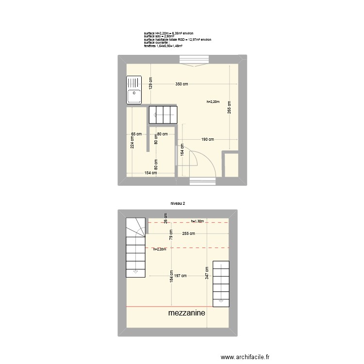 20 Jean Jaurès Etage 2 porte 22. Plan de 2 pièces et 24 m2