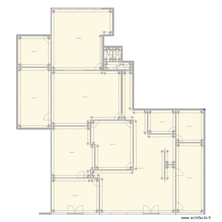 SCIM Séparation bureaux R+1. Plan de 14 pièces et 352 m2