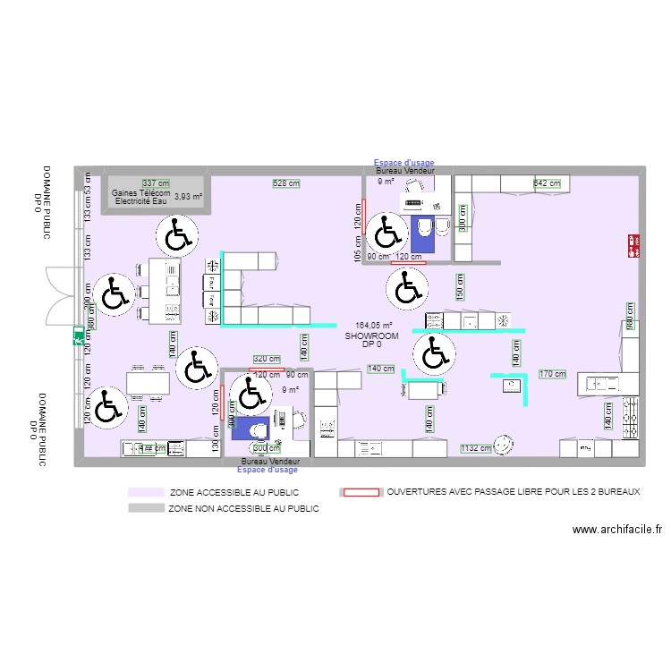 COMERA CUISINES ZOOM APRES TRAVAUX. Plan de 4 pièces et 186 m2