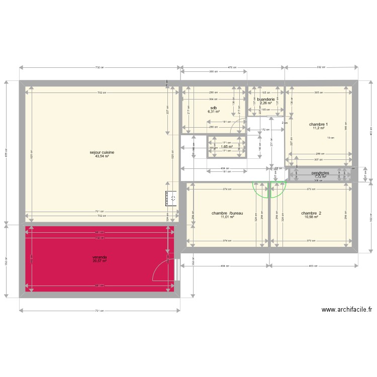 nouveau montmaur sans terrasse. Plan de 9 pièces et 109 m2