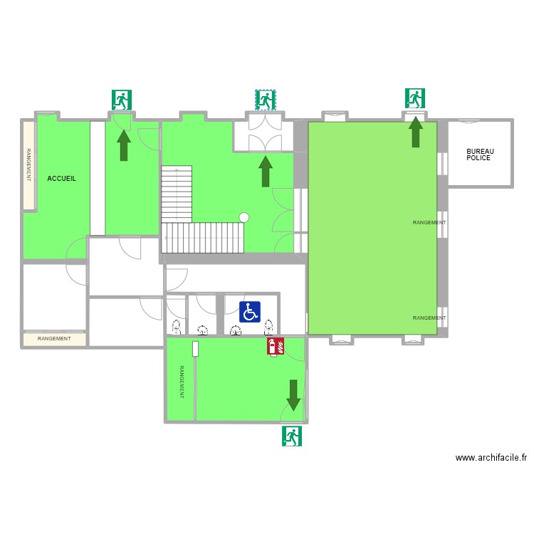 rdc mairie. Plan de 12 pièces et 136 m2