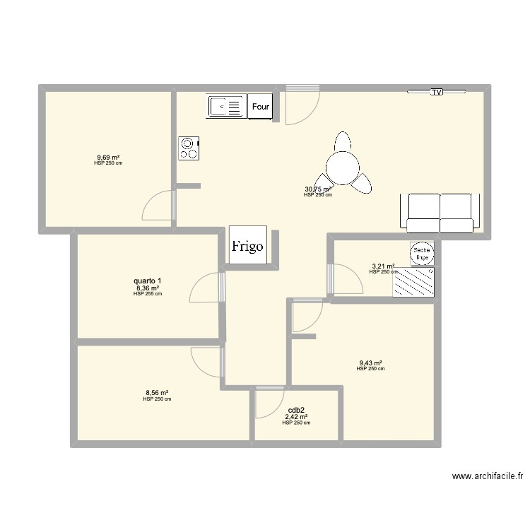 oeirasfinal . Plan de 7 pièces et 72 m2